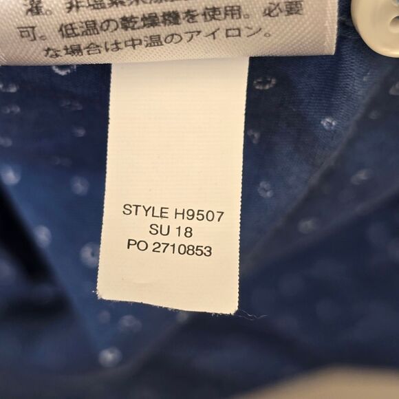 J. Crew Men's Blue Circle Print Casual Button Down Short Sleeve Shirt L - Picture 15 of 15